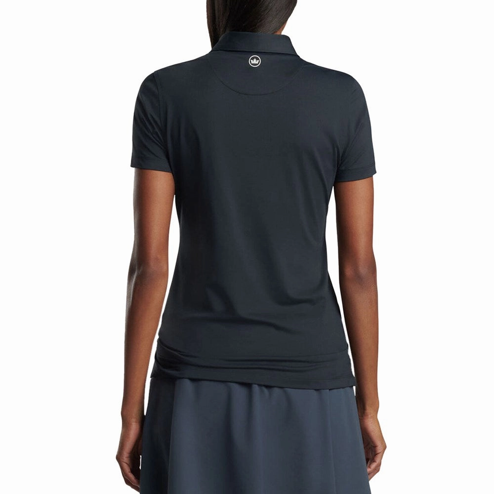 Comfort Fit Placket Reinforcement Peter Millar Women's Performance Stretch Jersey Golf Shirt - Black