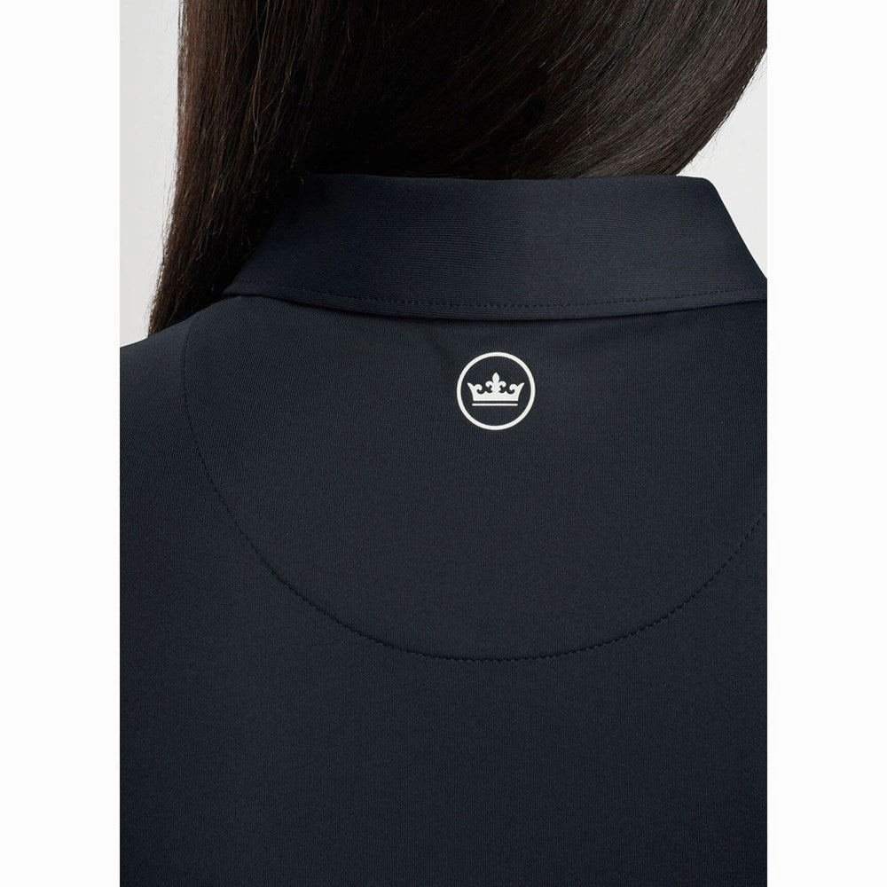 Breathable Airflow Channels Urban Casual Peter Millar Women's Performance Stretch Jersey Golf Shirt - Black