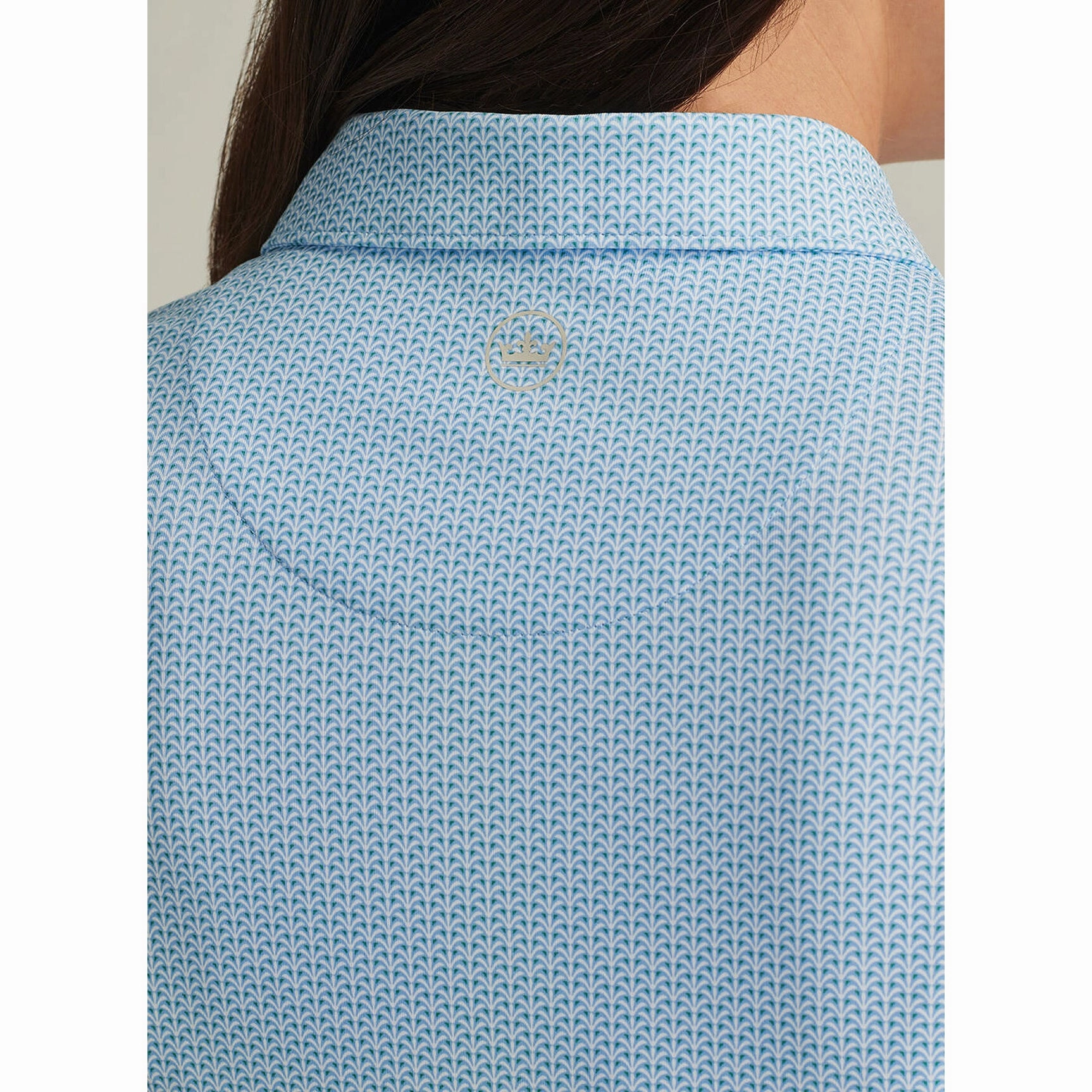 Peter Millar Women's Trillium Neat Performance Stretch Jersey Golf Shirt - Cottage Blue Party Ready Spring Collection