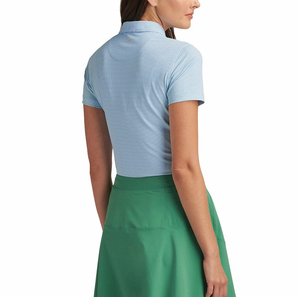 Peter Millar Women's Trillium Neat Performance Stretch Jersey Golf Shirt - Cottage Blue Trendy Colors Polo Player