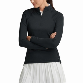 Peter Millar Women's Women's Raglan Sleeve Perth 1/4 Midlayer - Black Corporate Event