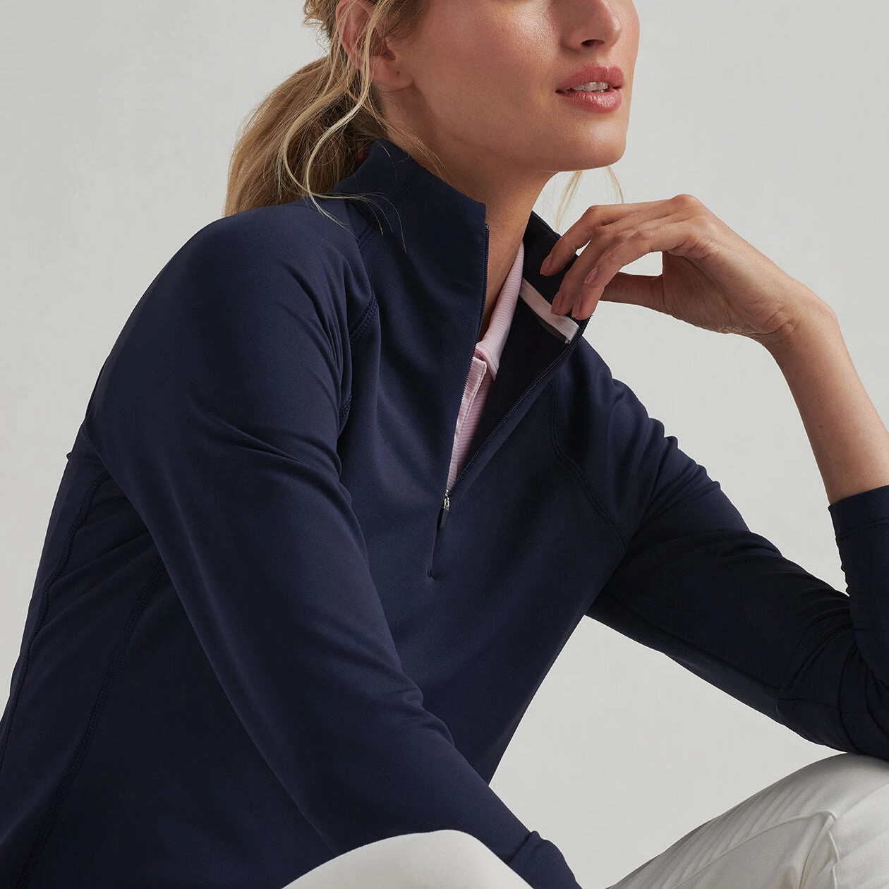 Active Lifestyle Peter Millar Women's Women's Raglan Sleeve Perth 1/4 Midlayer - Navy