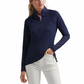 Peter Millar Women's Women's Raglan Sleeve Perth 1/4 Midlayer - Navy Quick-Dry Tech