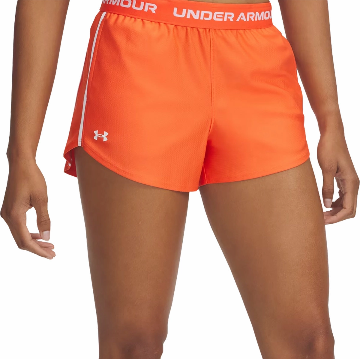 Tagless Labeling Snag Free Zipper Under Armour Play Up 3 Inch Womens Running Shorts - Orange