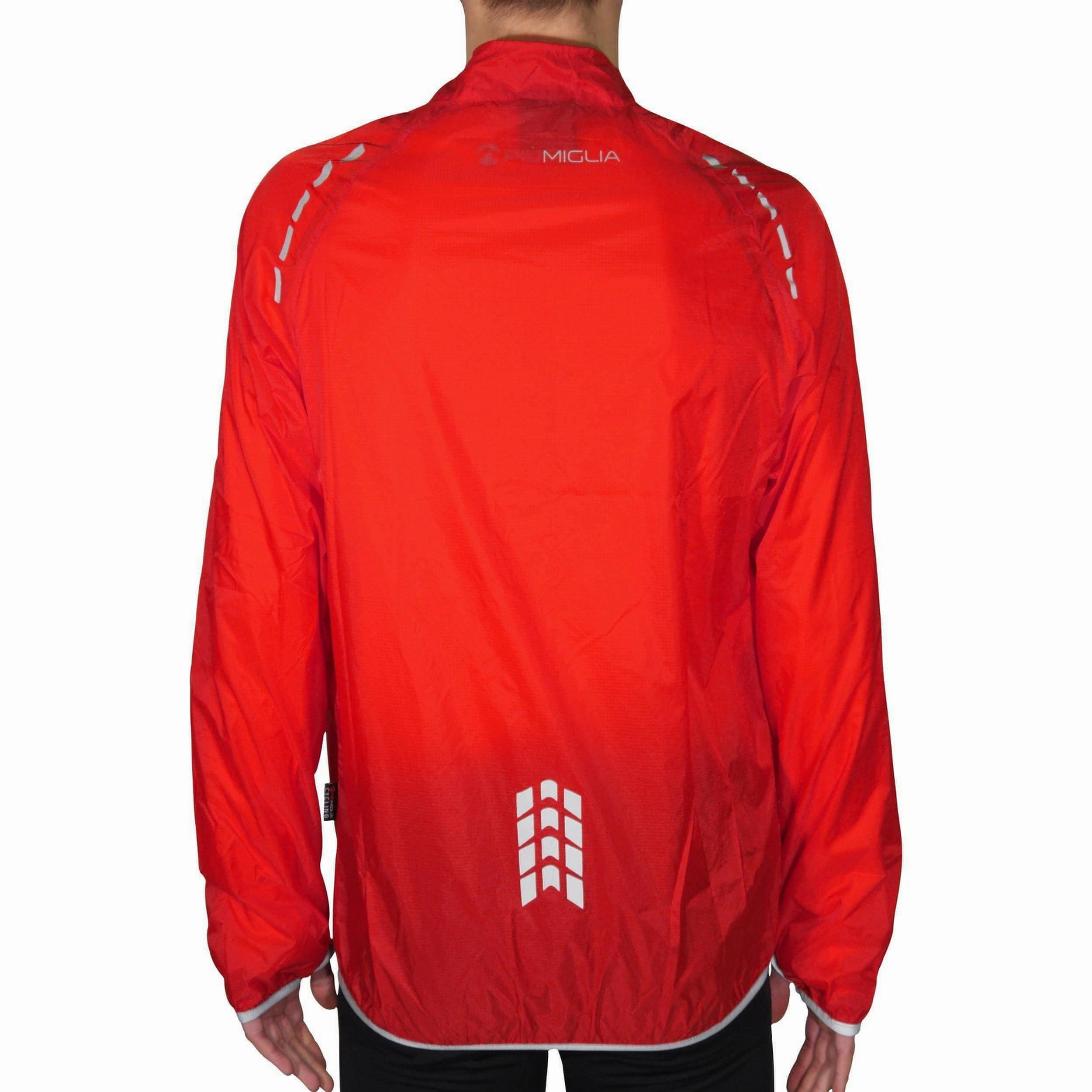 Piu Miglia Rimini Mens Cycling Rain Jacket - Red Printed