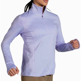 Brooks Dash Half Zip Long Sleeve Womens Running Top - Purple Regular Fit street