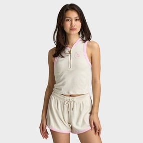 Playboy Casa Quarter Zip Terry Tank Top Off White / Pinkesque Comfortable and stylish