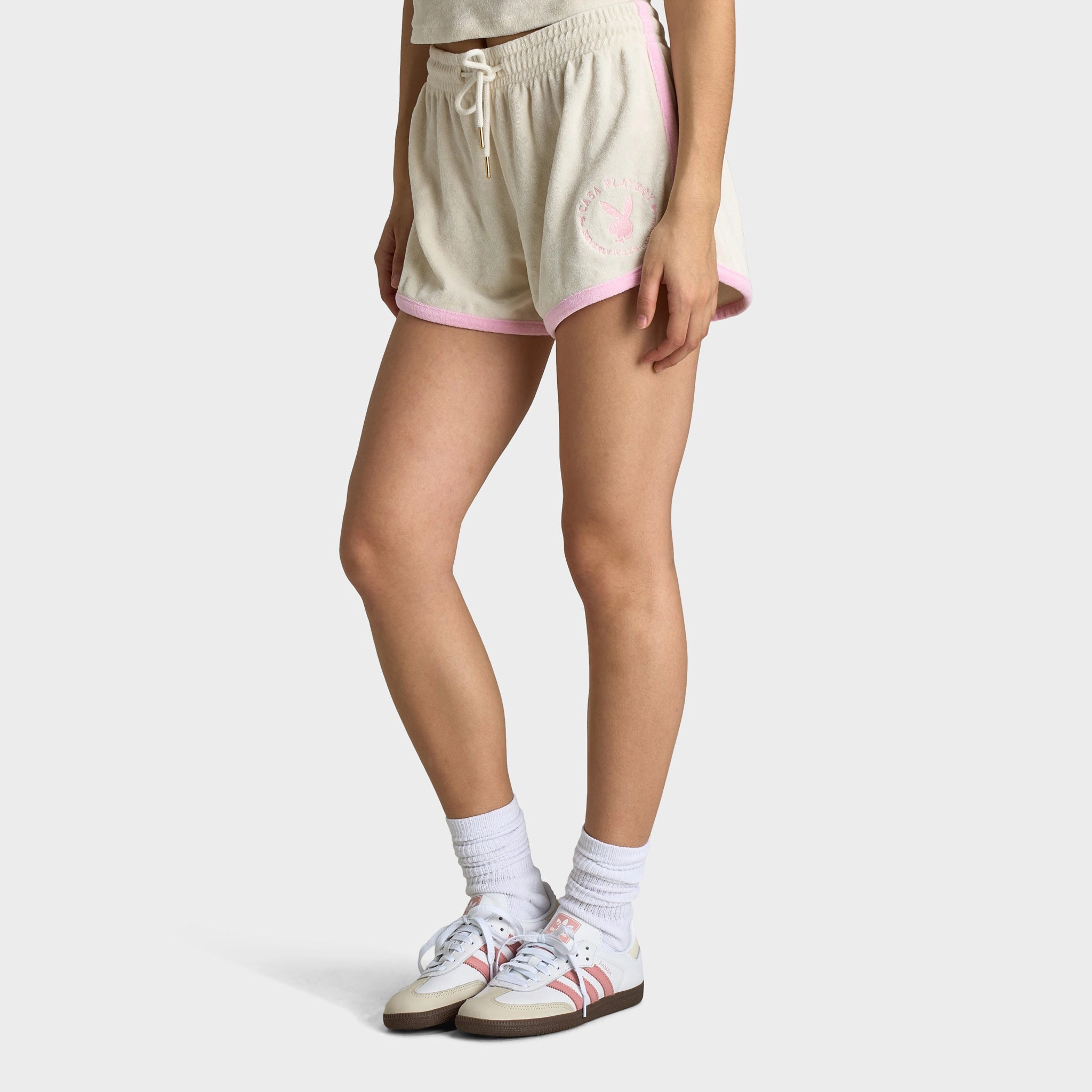 energetic look Playboy Retro Terry Short Off White / Pinkesque