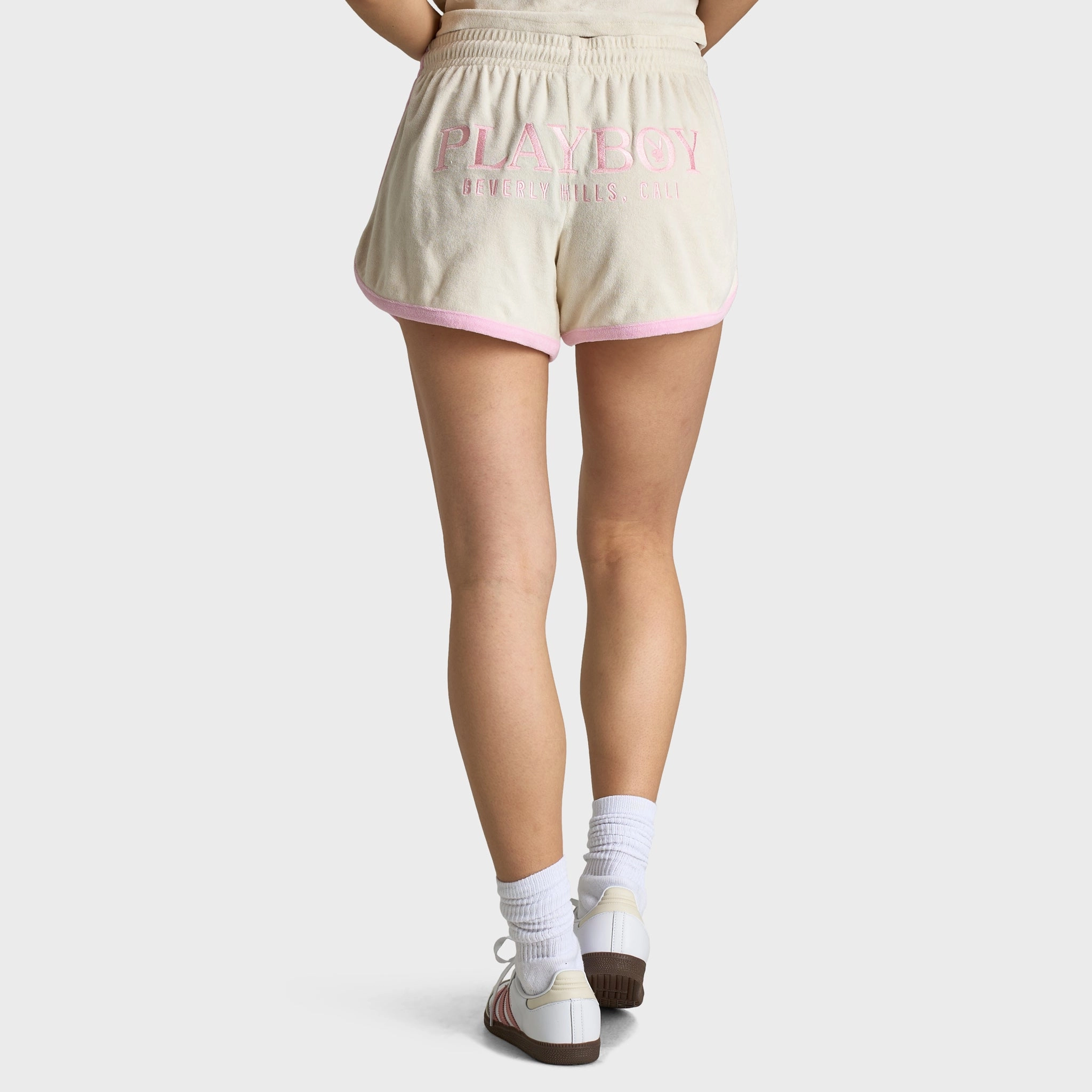 Playboy Retro Terry Short Off White / Pinkesque Mood Match Easy Movement Fit