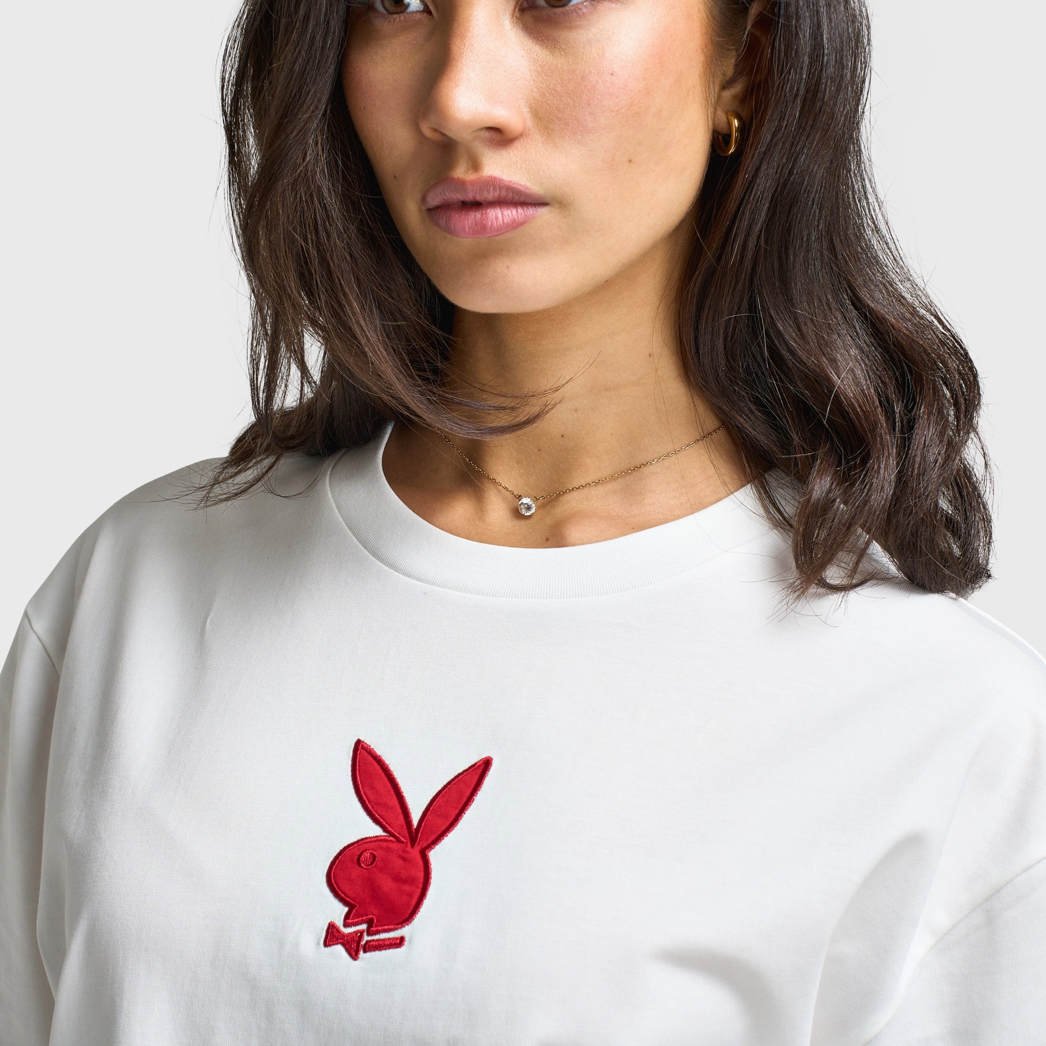 Playboy Script Graphic T-Shirt / Off White Breathable fabric Indoor Event