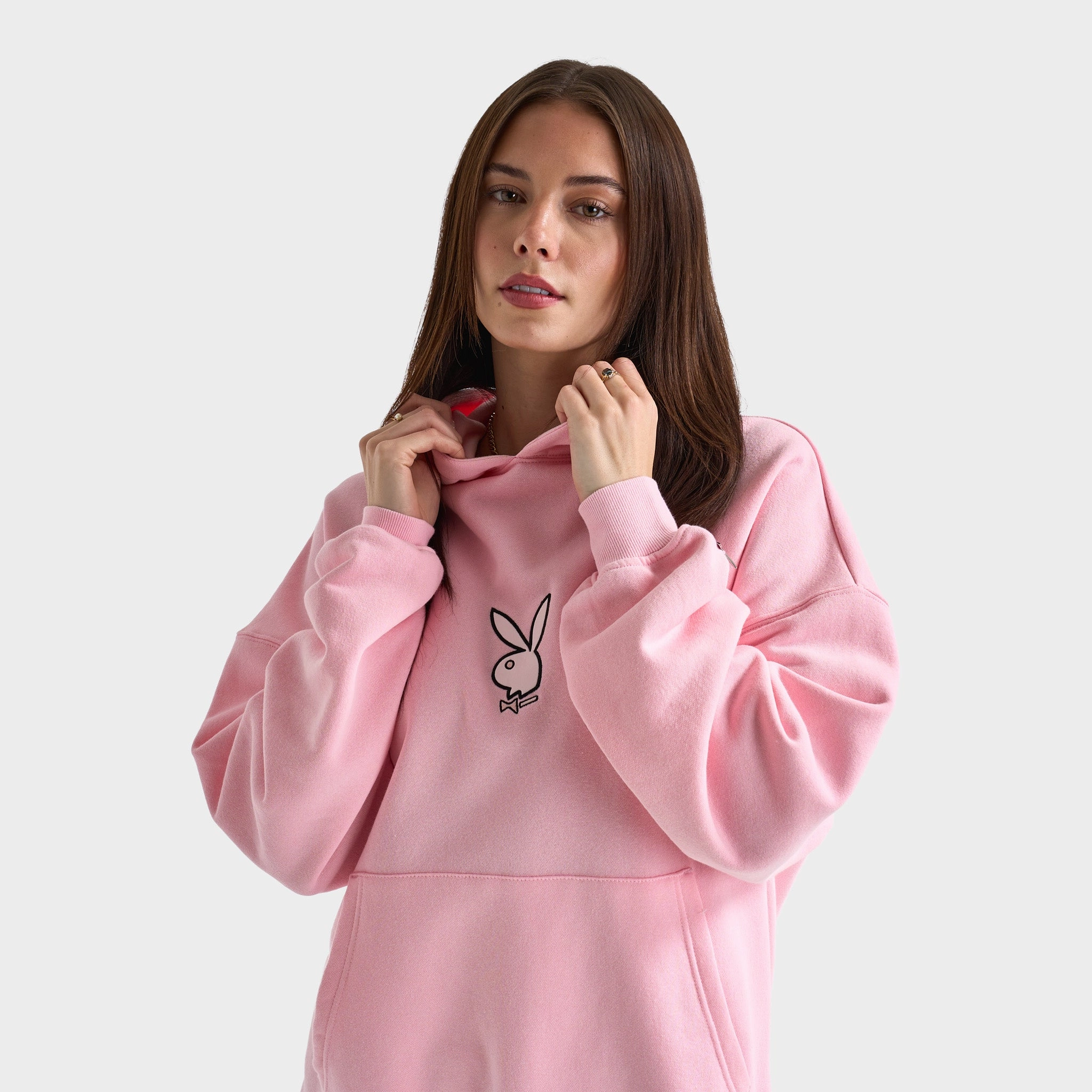 Playboy Script Oversized Graphic Hoodie / Pink CompressionResistant