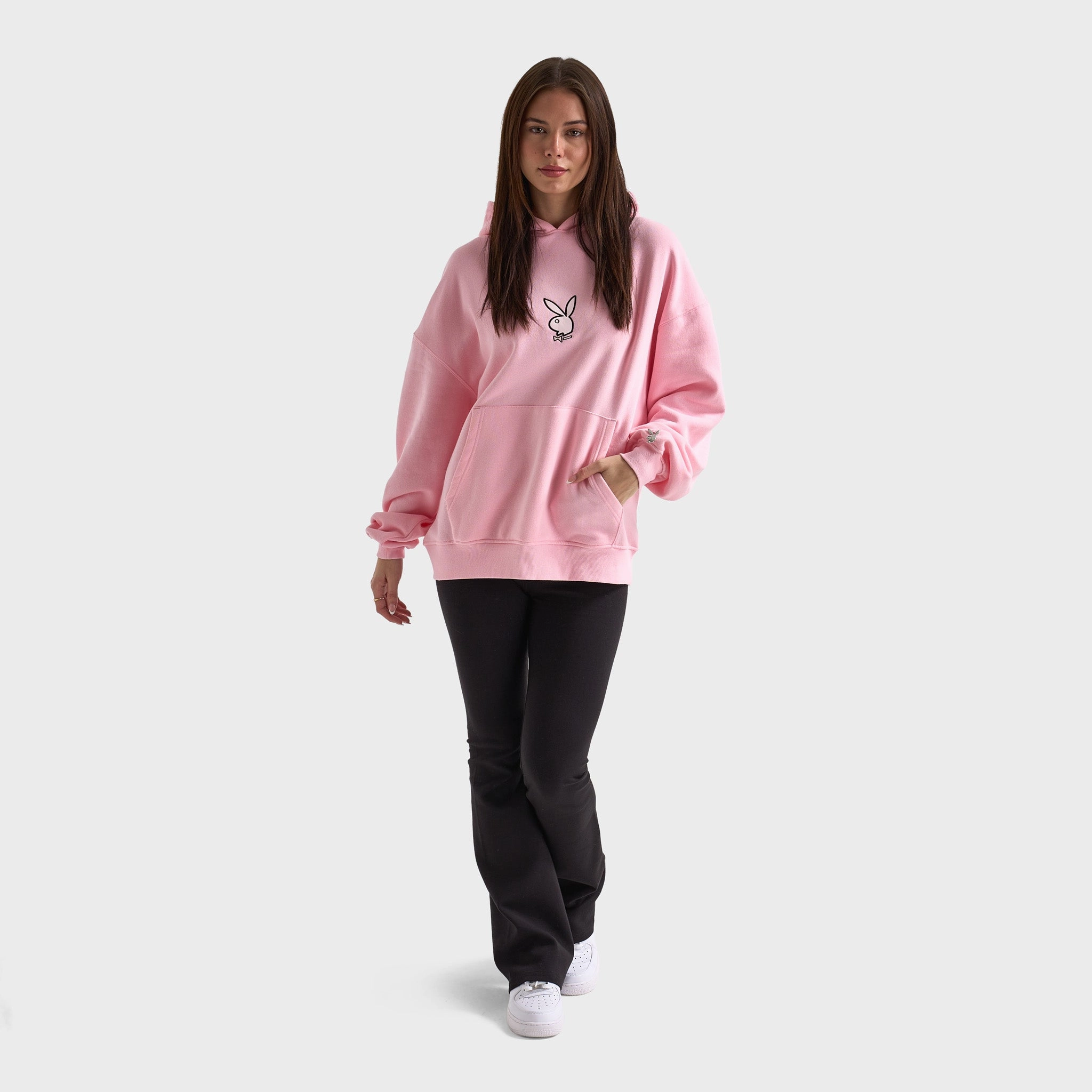 Playboy Script Oversized Graphic Hoodie / Pink PFC Free Treatment Casual Classic