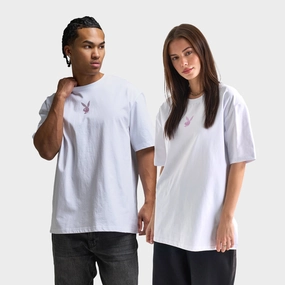 Playboy Women's Diamonte Oversized Graphic Tee / White Learning - effective