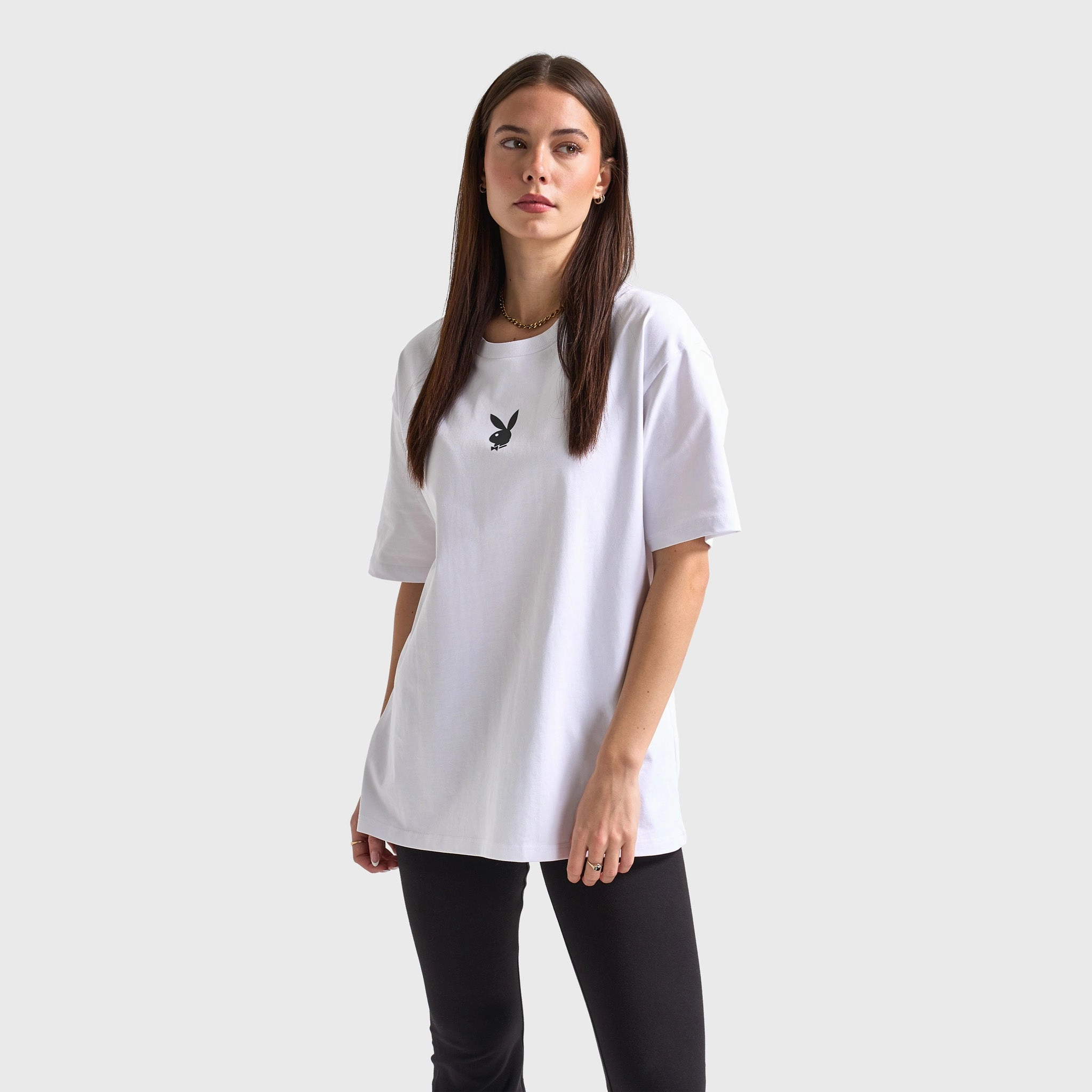 Fresh Cool Playboy Women's Lips Diamonte Graphic T-Shirt / White