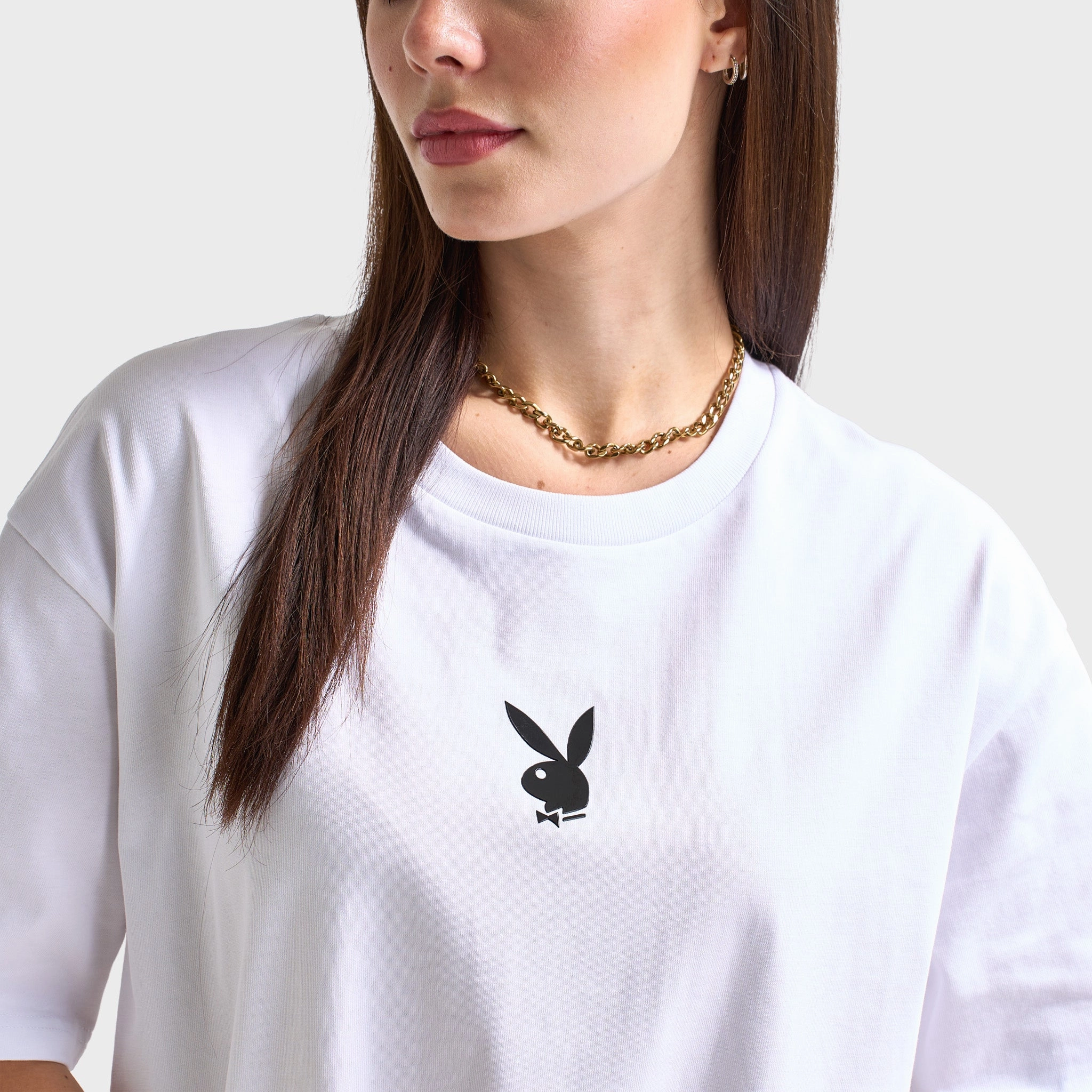 chemical storage Playboy Women's Lips Diamonte Graphic T-Shirt / White