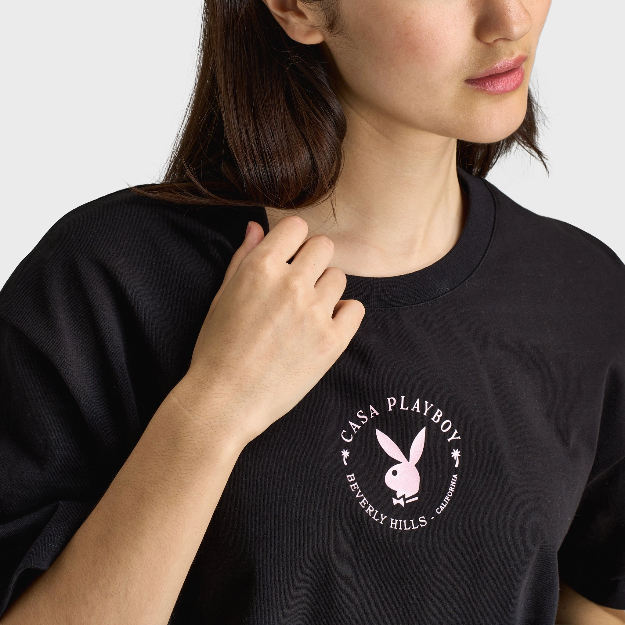 Playboy Women's Pool Playmate Tee Black / Pinkesque Everyday Essential Casual Look Wear