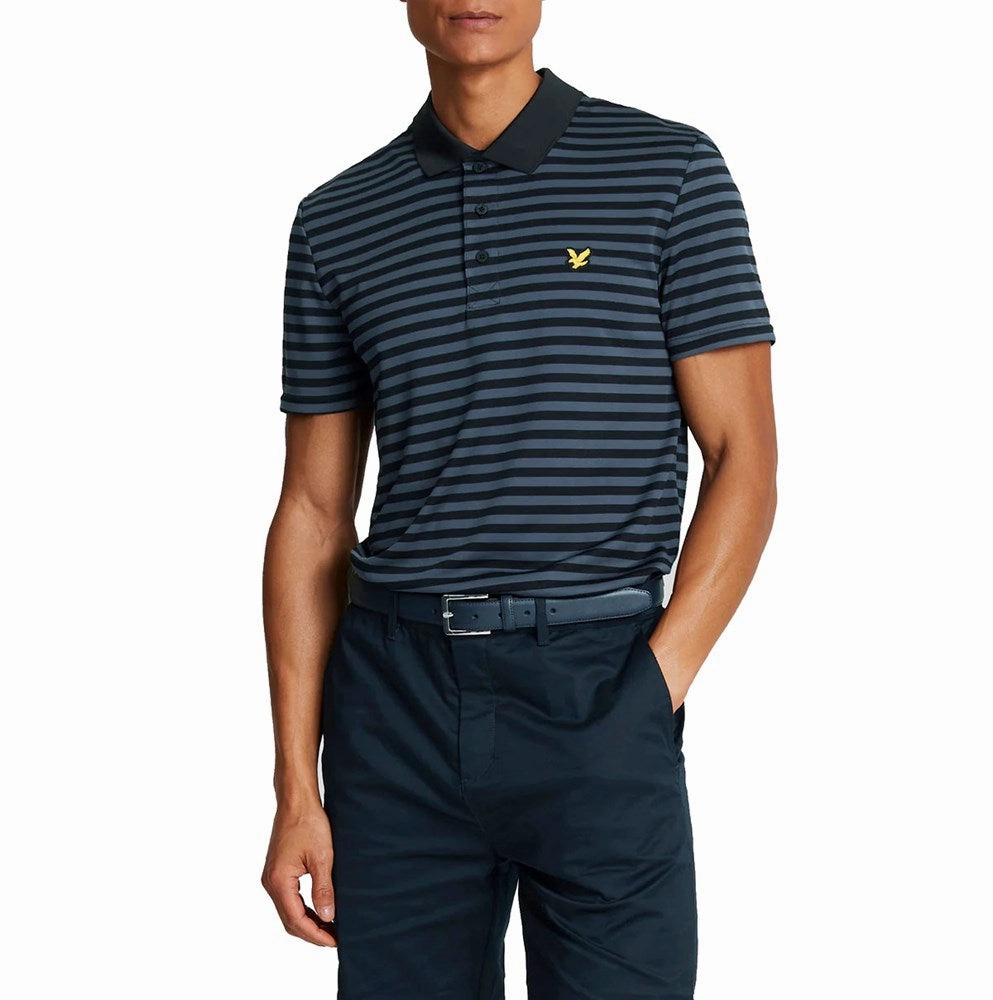 Lyle & Scott Golf Broad Stripe Polo Golf Shirt - Dark Navy Club Event