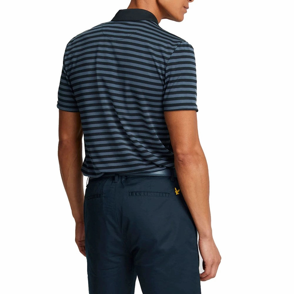 Lyle & Scott Golf Broad Stripe Polo Golf Shirt - Dark Navy Trendy Colors NoChafe Collar Lining