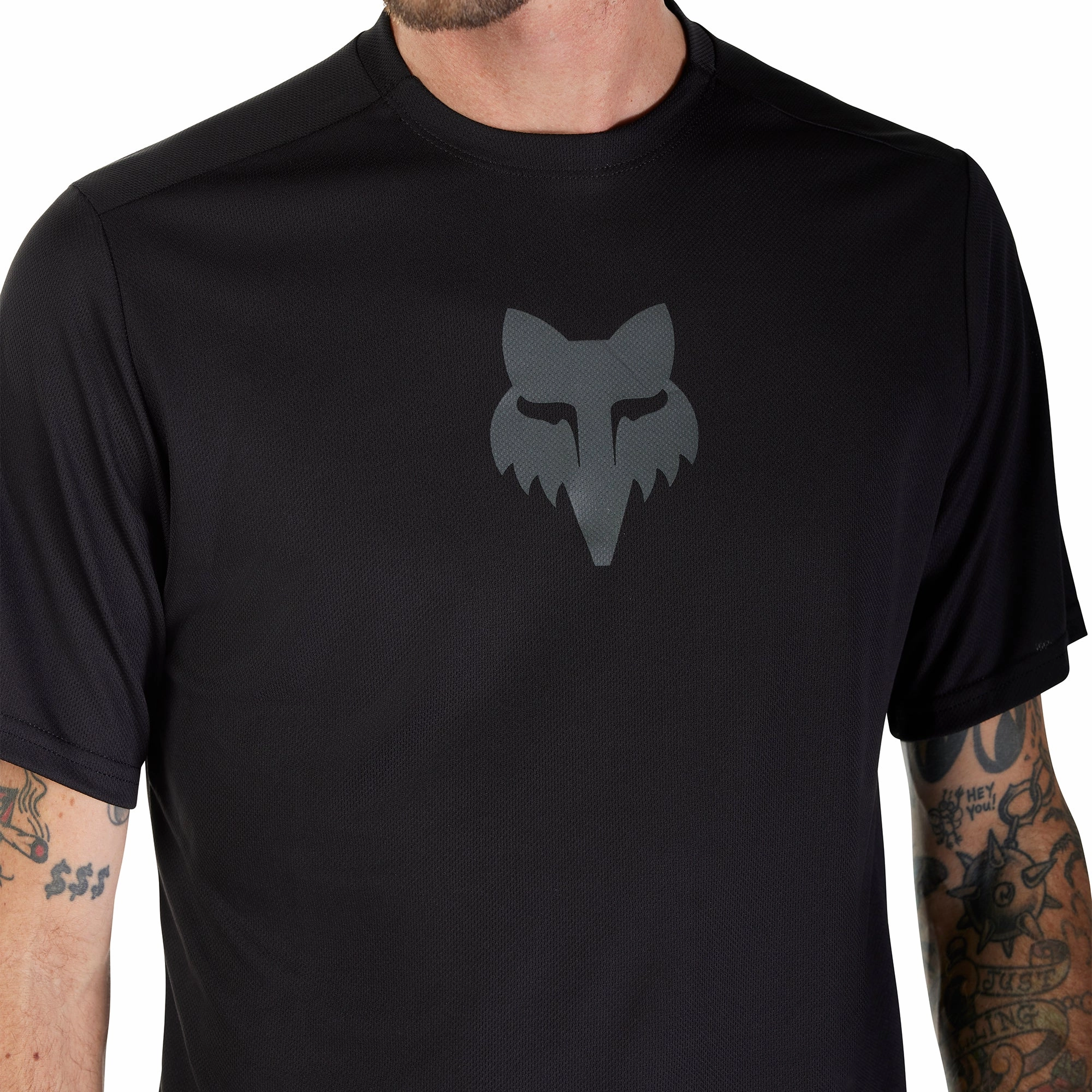 Four Way Stretch Fabric Fox Ranger Fox Head Short Sleeve Mens Cycling Jersey - Black