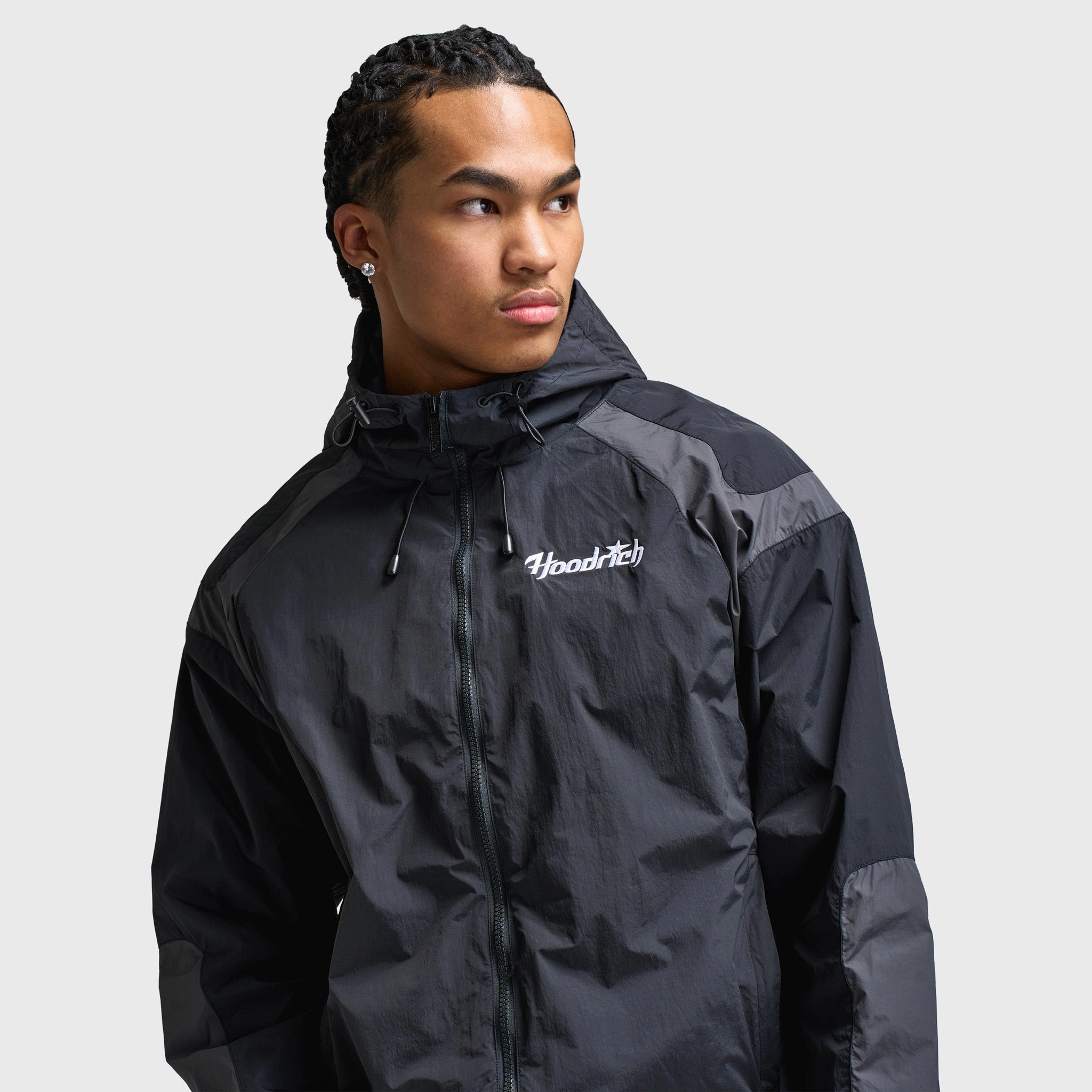 Cross Ventilation Matrix Hoodrich Galaxy Woven Jacket Black / Asphalt - White