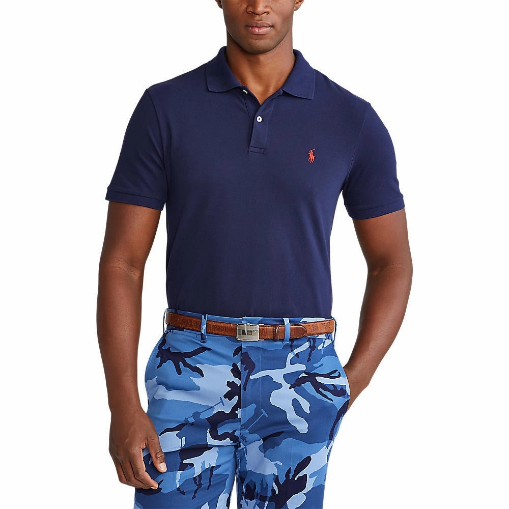 Polo Golf Ralph Lauren Cotton Pique Performance Polo - French Navy/Red Work Appropriate Smart Office