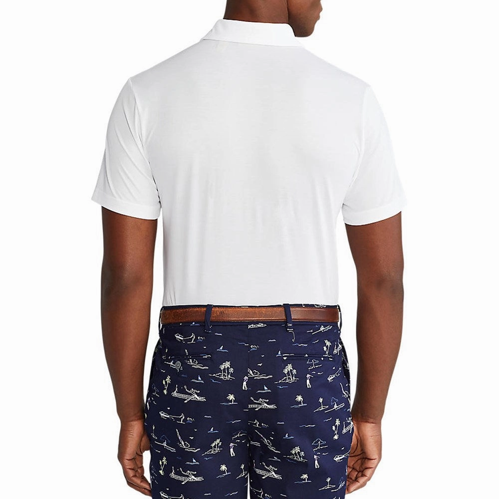 Polo Golf Ralph Lauren Tour Pique Polo Shirt - White Multipanel Construction Performance Polo