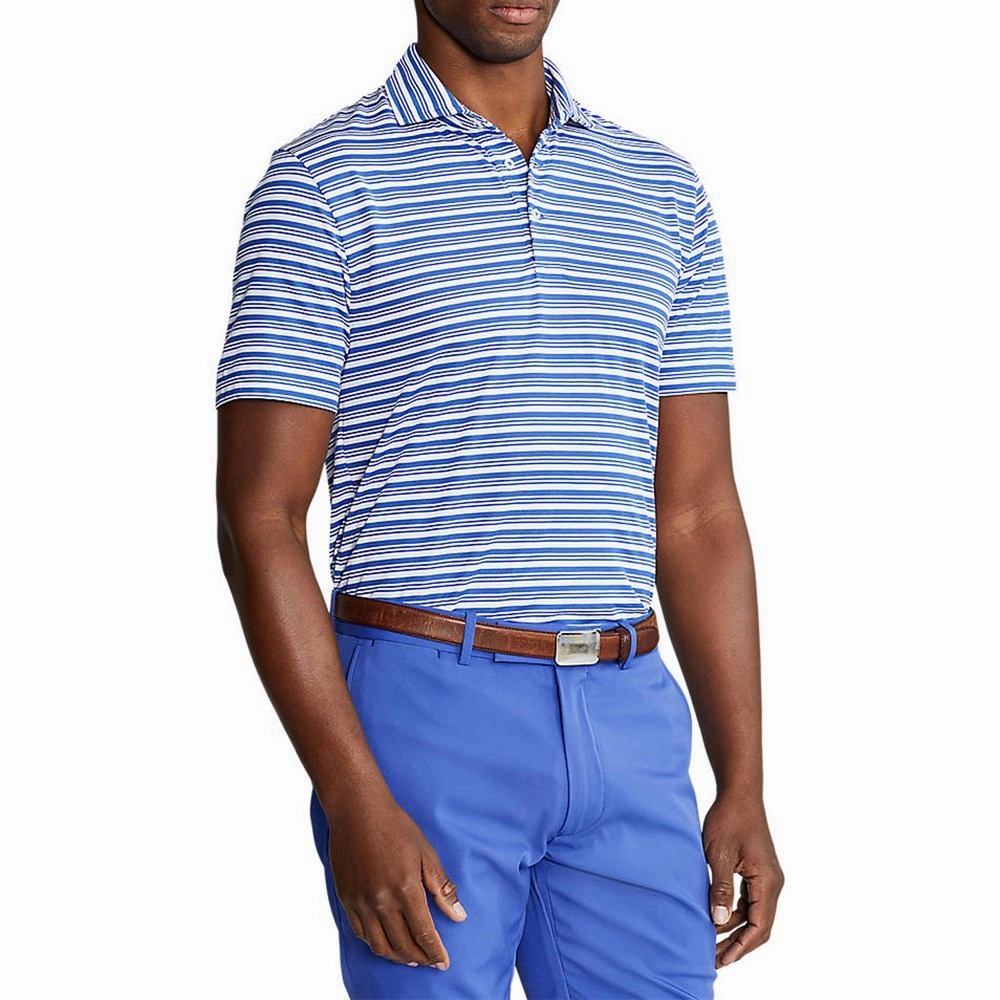 Polo Golf Ralph Lauren Tour Pique Stripe Polo Shirt - Liberty/White Durable Fabric Compact Knit Structure