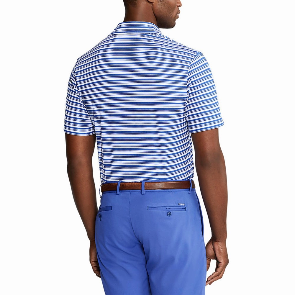 Party Ready Polo Golf Ralph Lauren Tour Pique Stripe Polo Shirt - Liberty/White