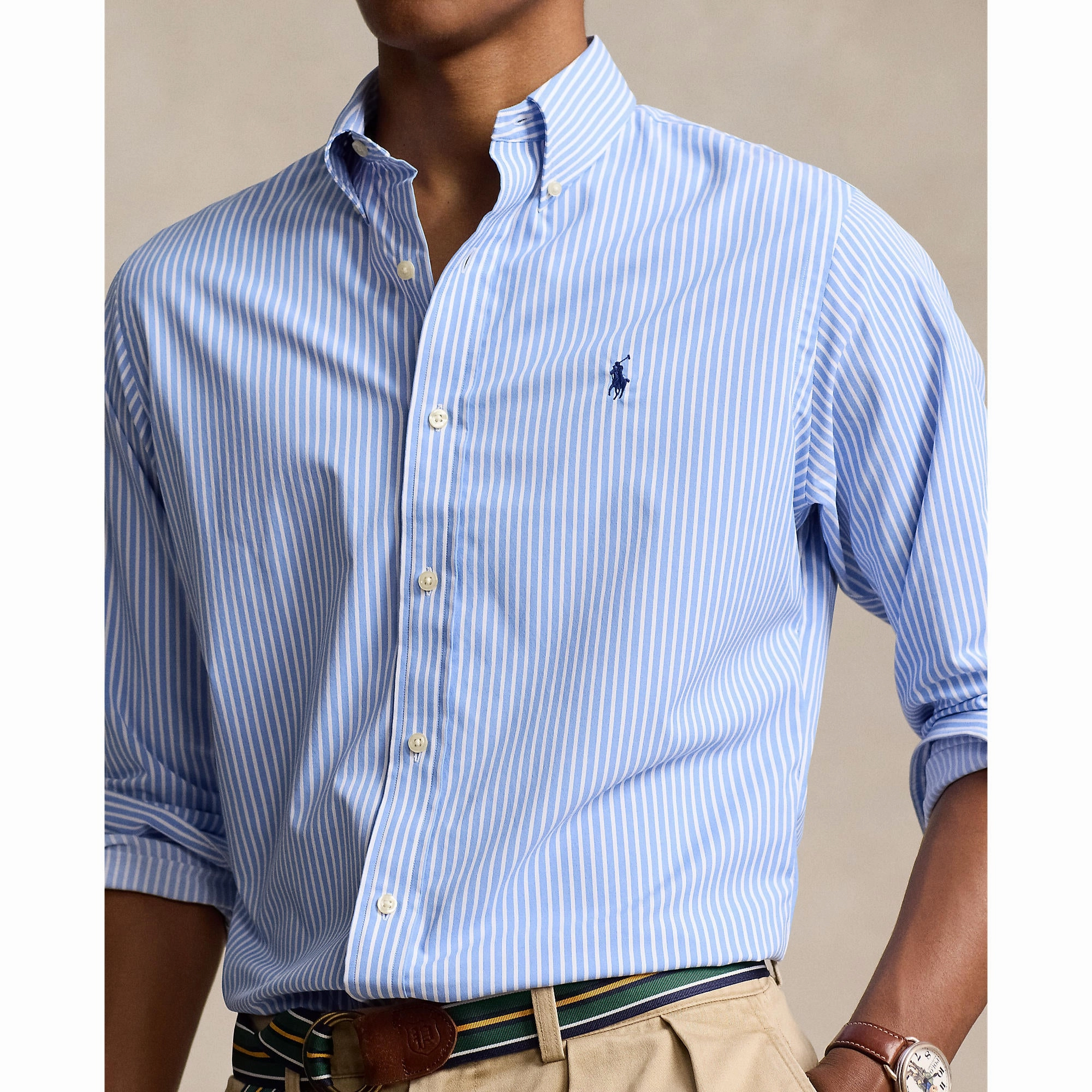Polo Performance Ralph Lauren Classic Fit Striped Performance Shirt - Bay Blue/White Smart Layering