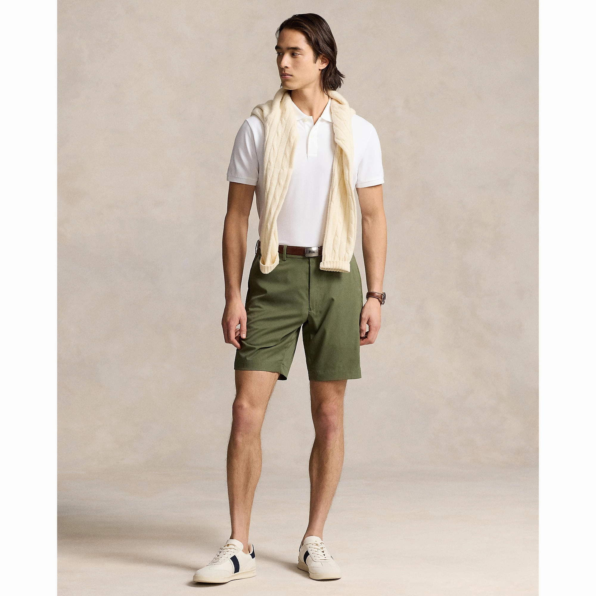Performance Fabric Short Sleeve Polo Performance Ralph Lauren Cotton Pique Golf Polo Shirt - Pure White/Navy