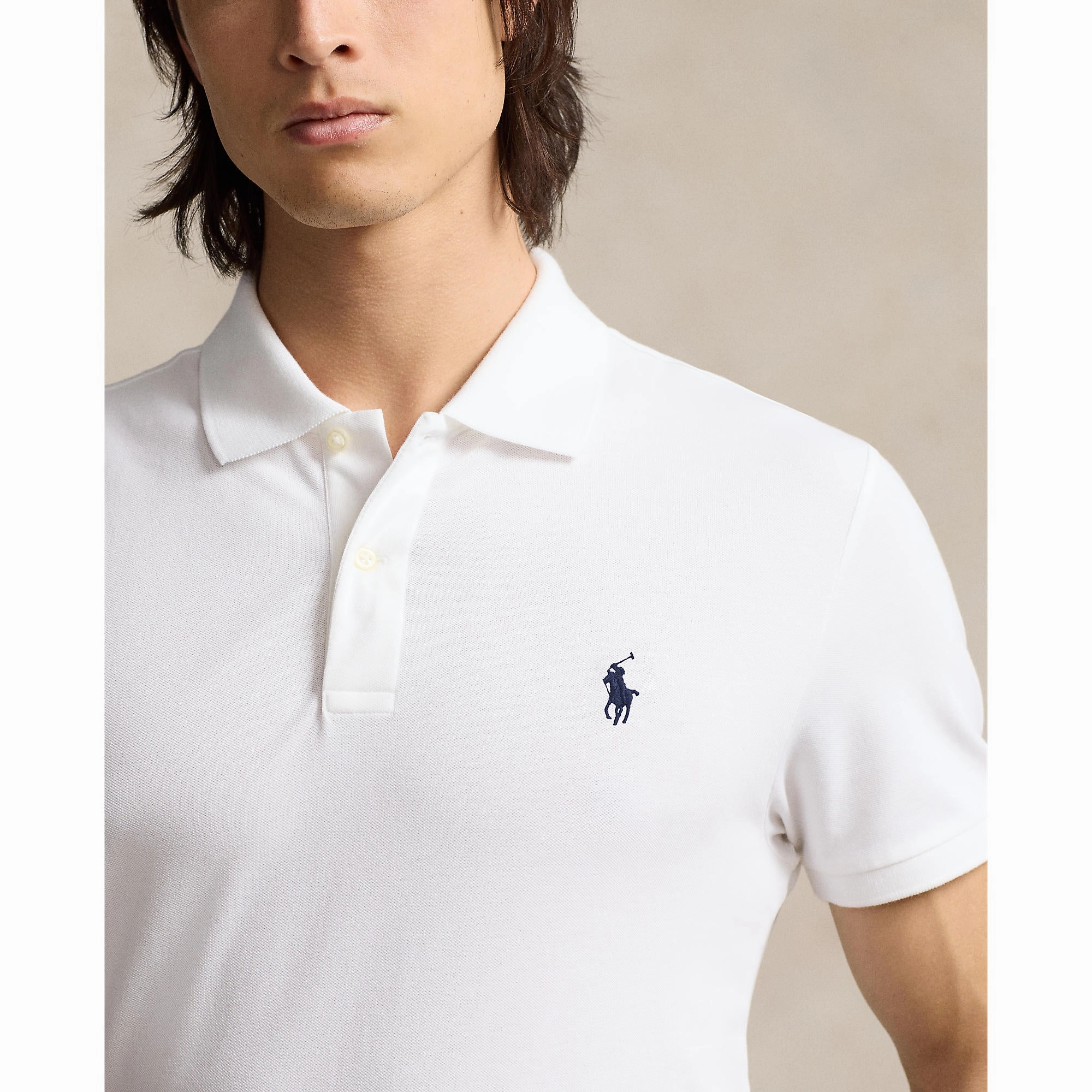 Summer Fashion Polo Performance Ralph Lauren Cotton Pique Golf Polo Shirt - Pure White/Navy