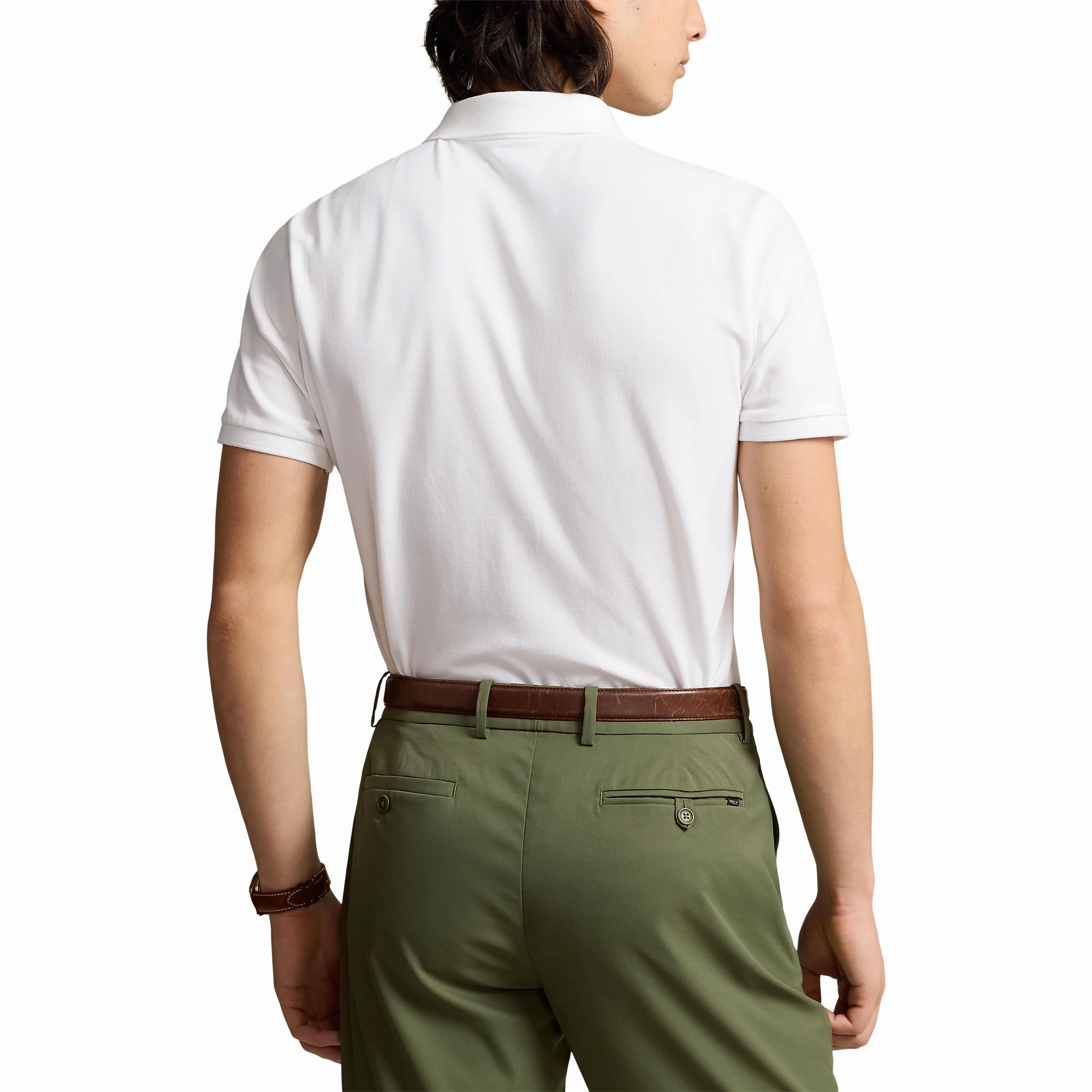 Polo Performance Ralph Lauren Cotton Pique Golf Polo Shirt - Pure White/Navy Business Meeting
