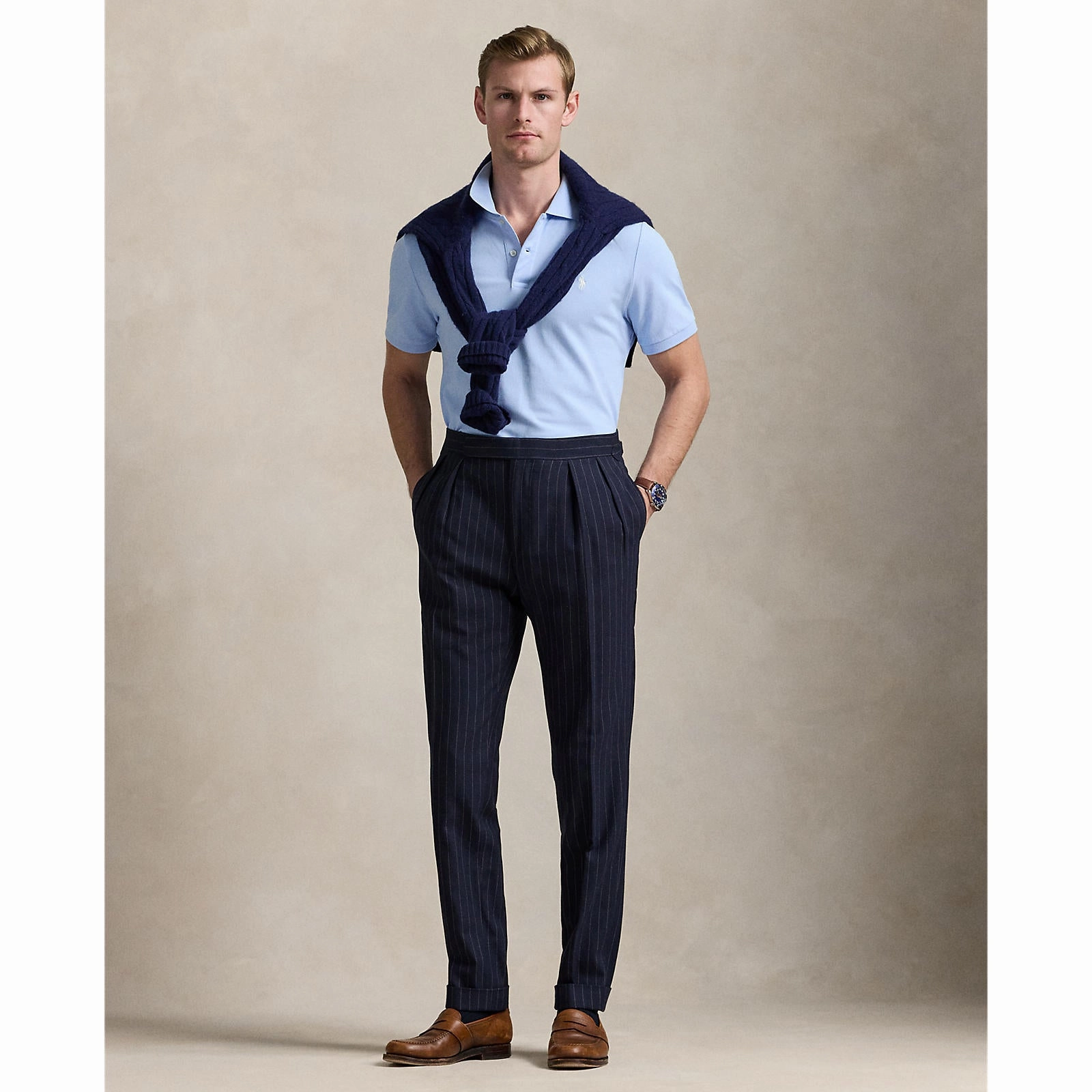 Sweat Resistant Lining Polo Performance Ralph Lauren Performance Stretch Mesh Golf Polo Shirt - Office Blue