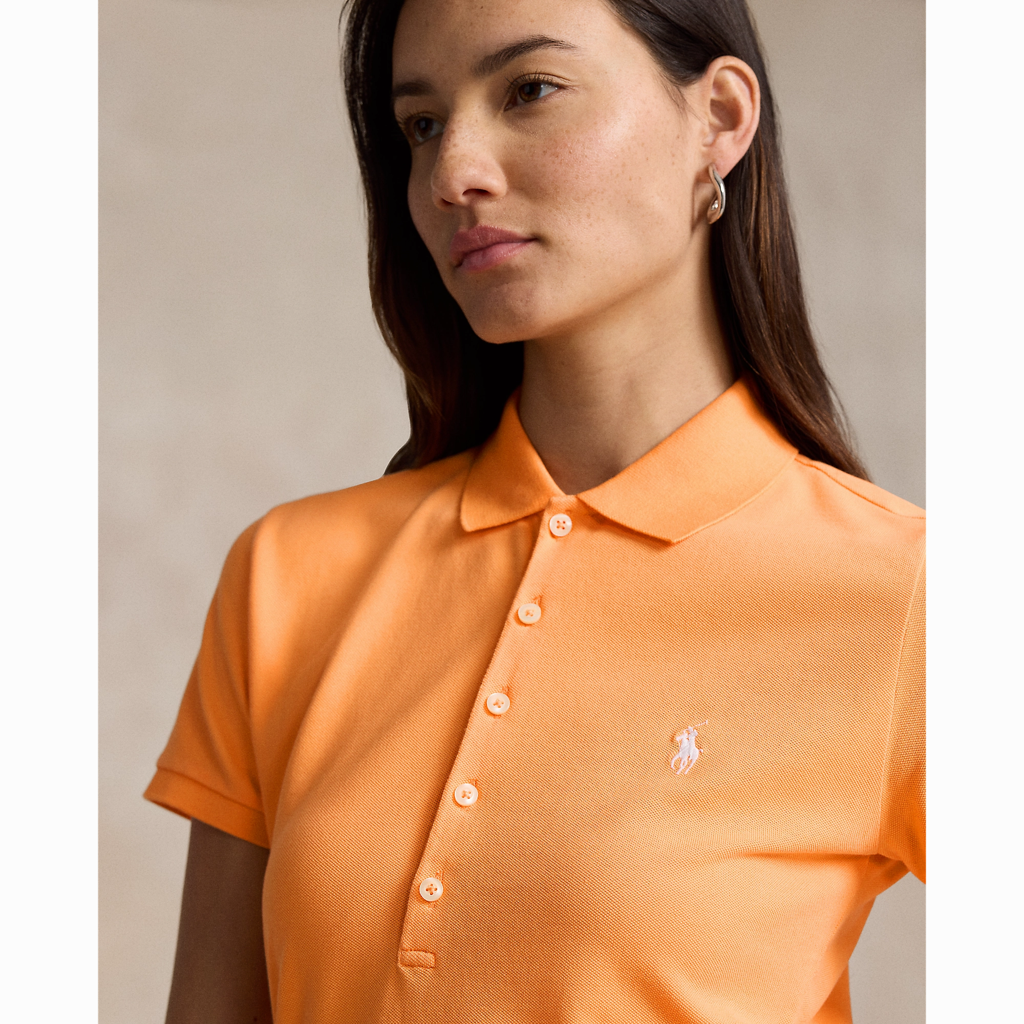 Layered Look Polo Performance Ralph Lauren Women's Cotton Tailored Fit Polo Shirt - Classic Peach