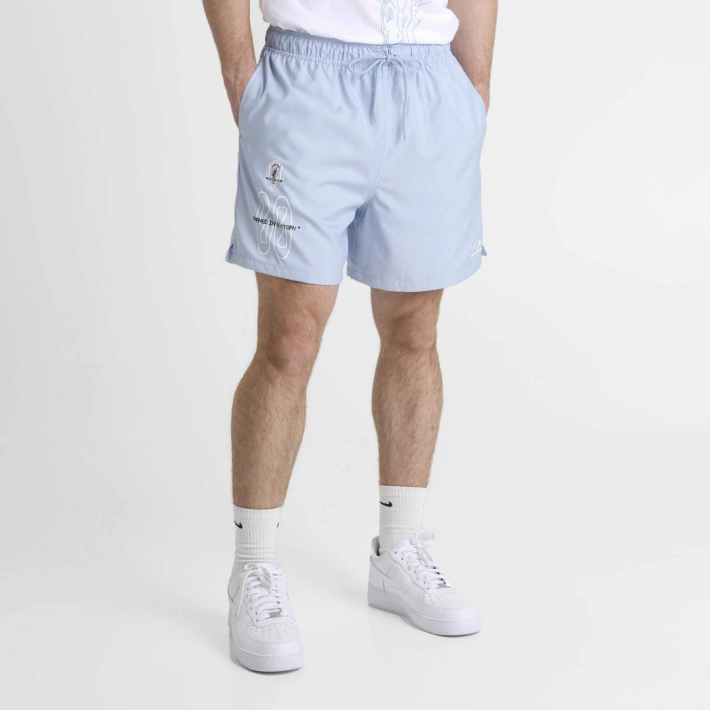 Nike Club Flow Victory Shorts / Light Armory Blue Fun Patterns rhinestone accents