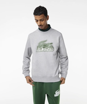 Lacoste Neo Heritage Crew Neck Sweater (Grey Chine) DoubleStitchedSeams Summer Glow