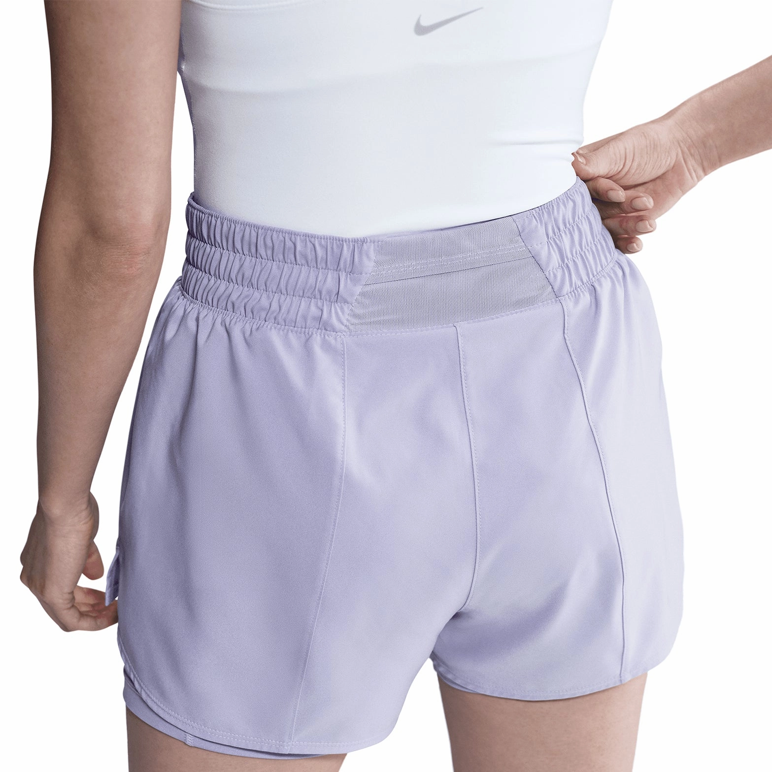 World Glow Women's Dri-FIT High-Waisted 3 Inch 2 in 1 Shorts Lilac Ice