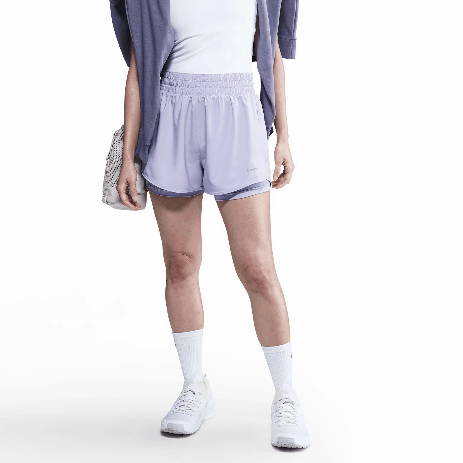 Sun Beam Women's Dri-FIT High-Waisted 3 Inch 2 in 1 Shorts Lilac Ice