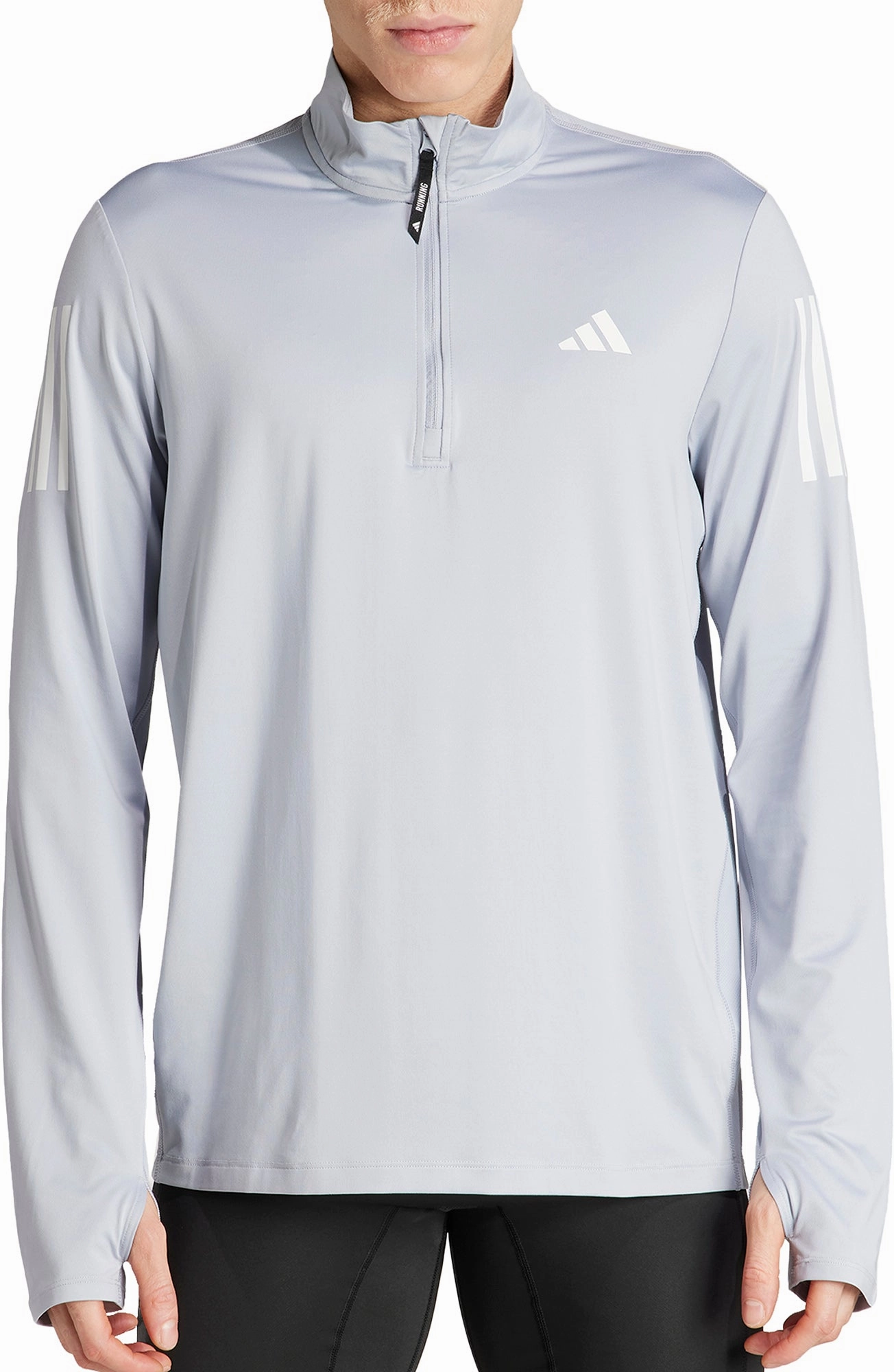 adidas Own The Run Half Zip Long Sleeve Mens Running Top - Grey No pockets