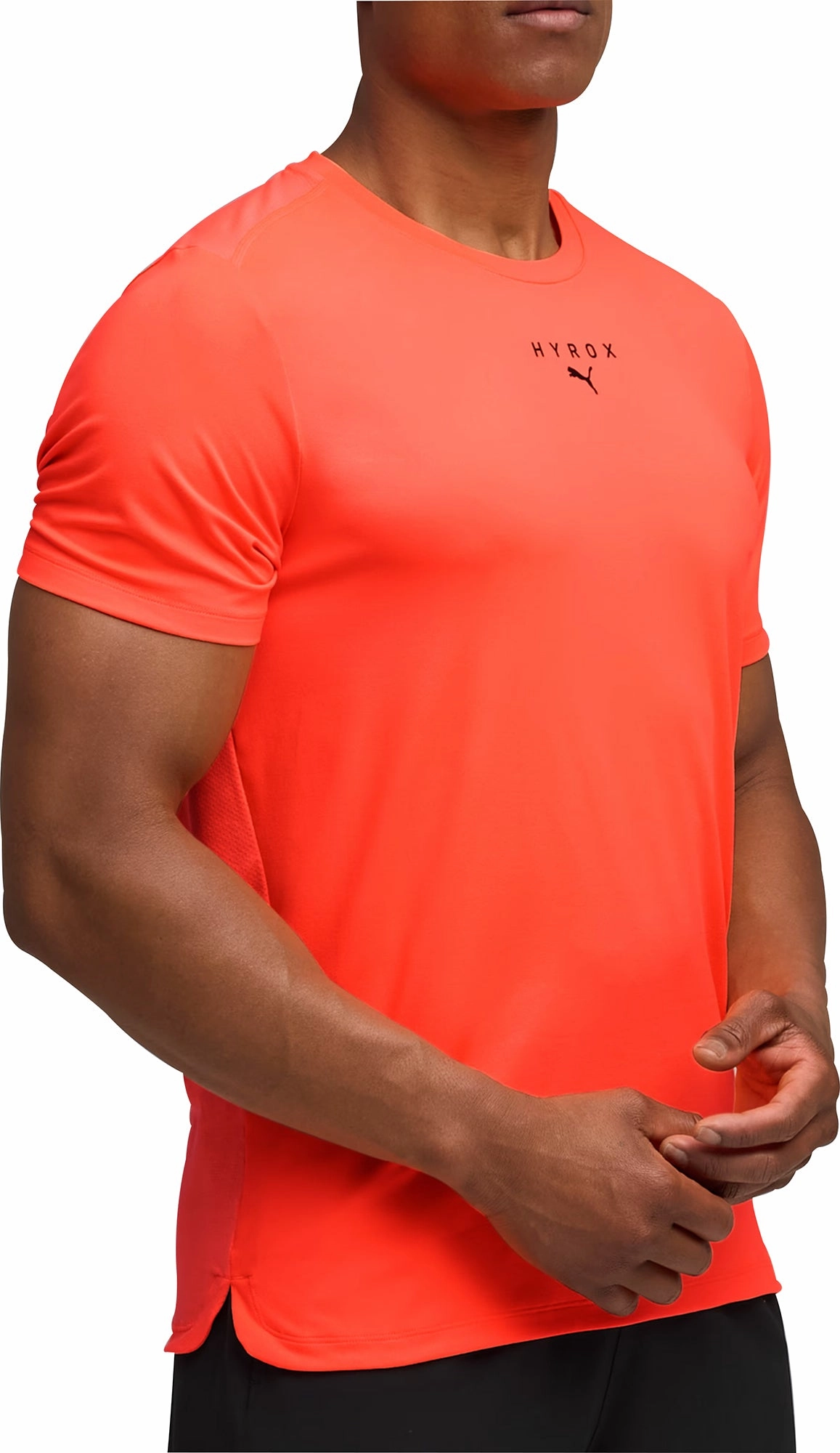 ReinforcedKneePanels cultural Puma X HYROX Cloudspun ThermoAdapt Short Sleeve Mens Running Top - Red