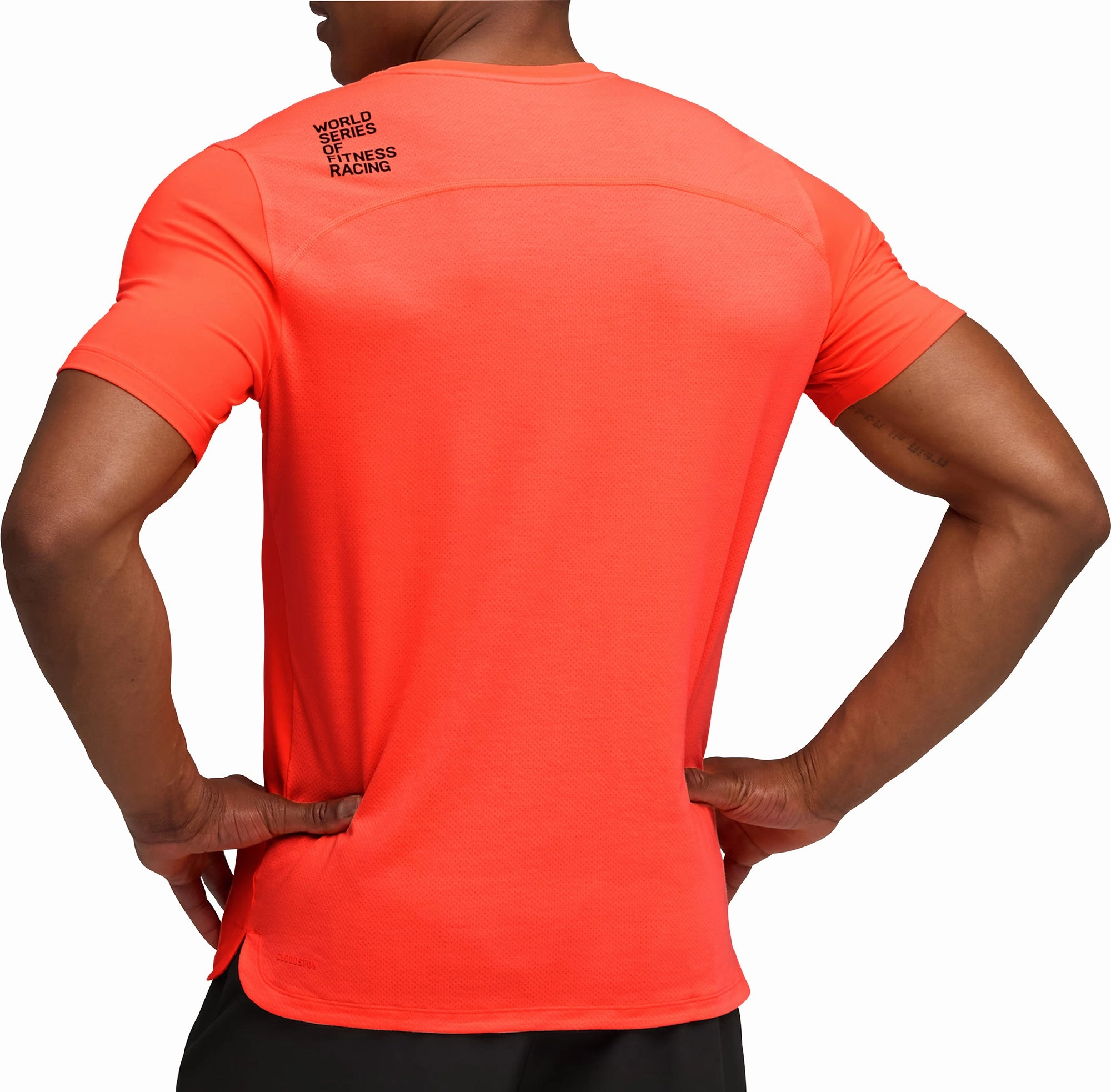 Puma X HYROX Cloudspun ThermoAdapt Short Sleeve Mens Running Top - Red Beaded details TexturedWeavePattern