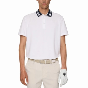 J.Lindeberg Bjorn Golf Polo Shirt - White Dress Up Or Down Compact Knit Structure
