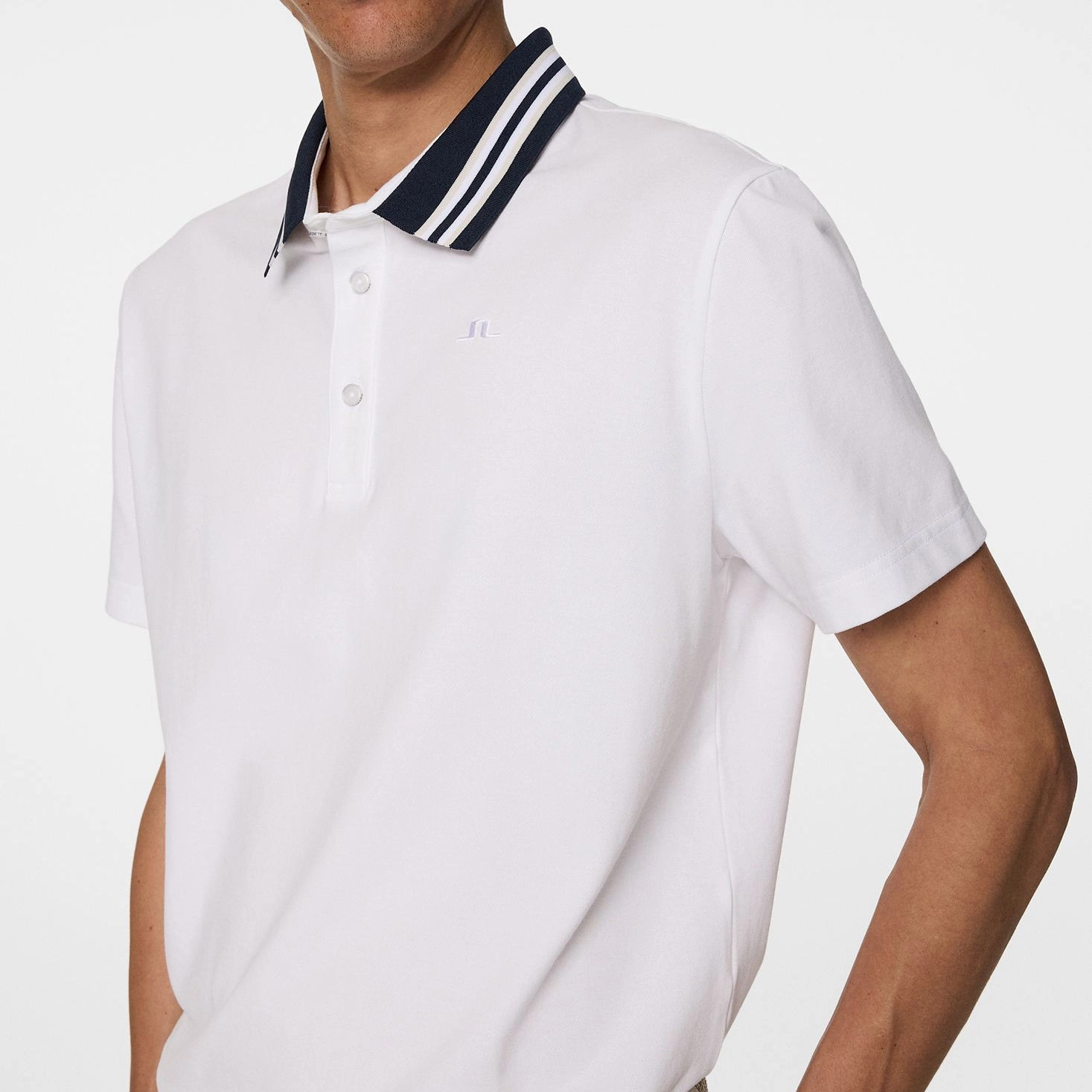 J.Lindeberg Bjorn Golf Polo Shirt - White Breathable Comfort Travel Friendly