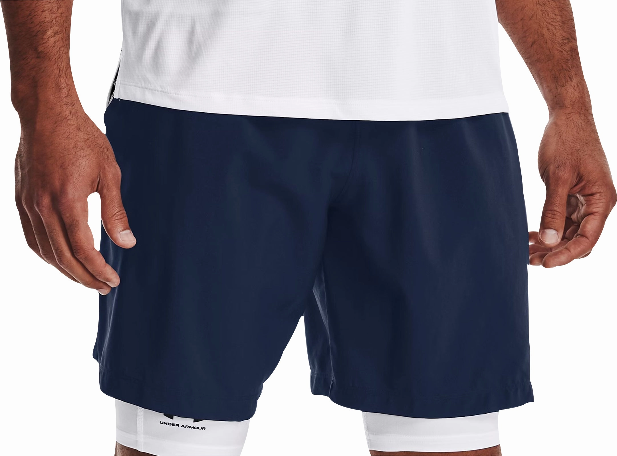 Under Armour Woven Graphic Mens Running Shorts - Blue Wide Leg Opening