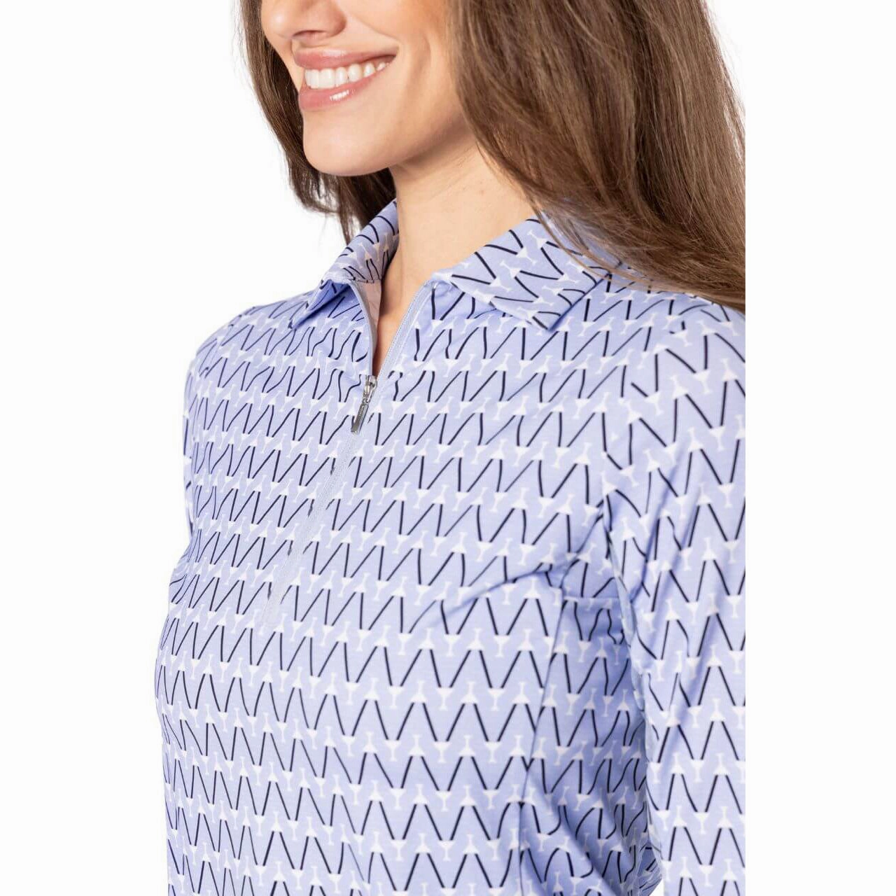 Golftini Women's Cool Girl Long Sleeve Golf Polo Shirt - Nauti & Nice Breathable Jersey NonChafing Seam Placement