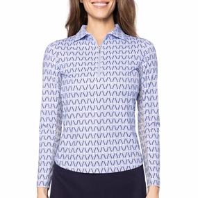 Golftini Women's Cool Girl Long Sleeve Golf Polo Shirt - Nauti & Nice Workout Friendly