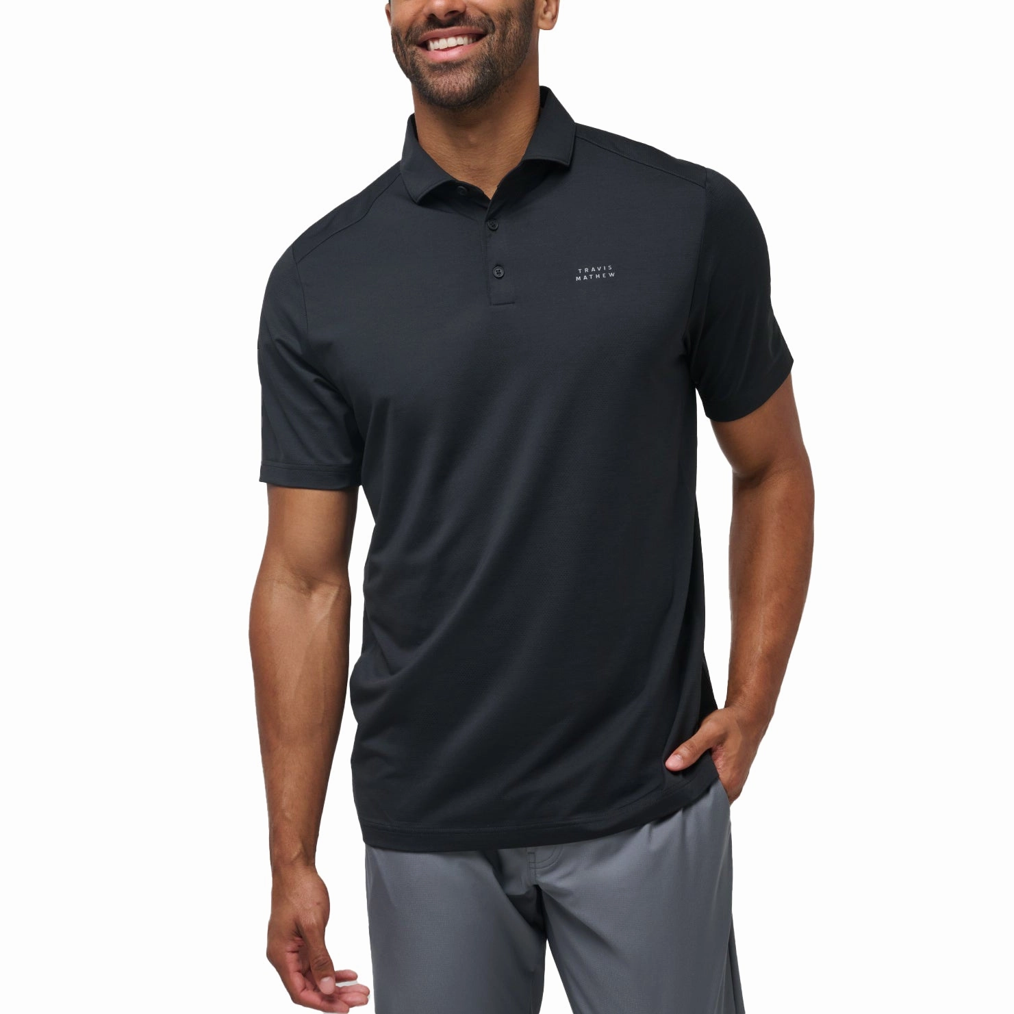 Travis Mathew Heater Pro Golf Shirt - Black Summer Business Tapered Armhole Design