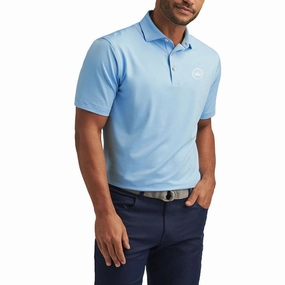 Peter Millar Performance Stretch Jersey Golf Shirt - Cottage Blue Flexible Waistband