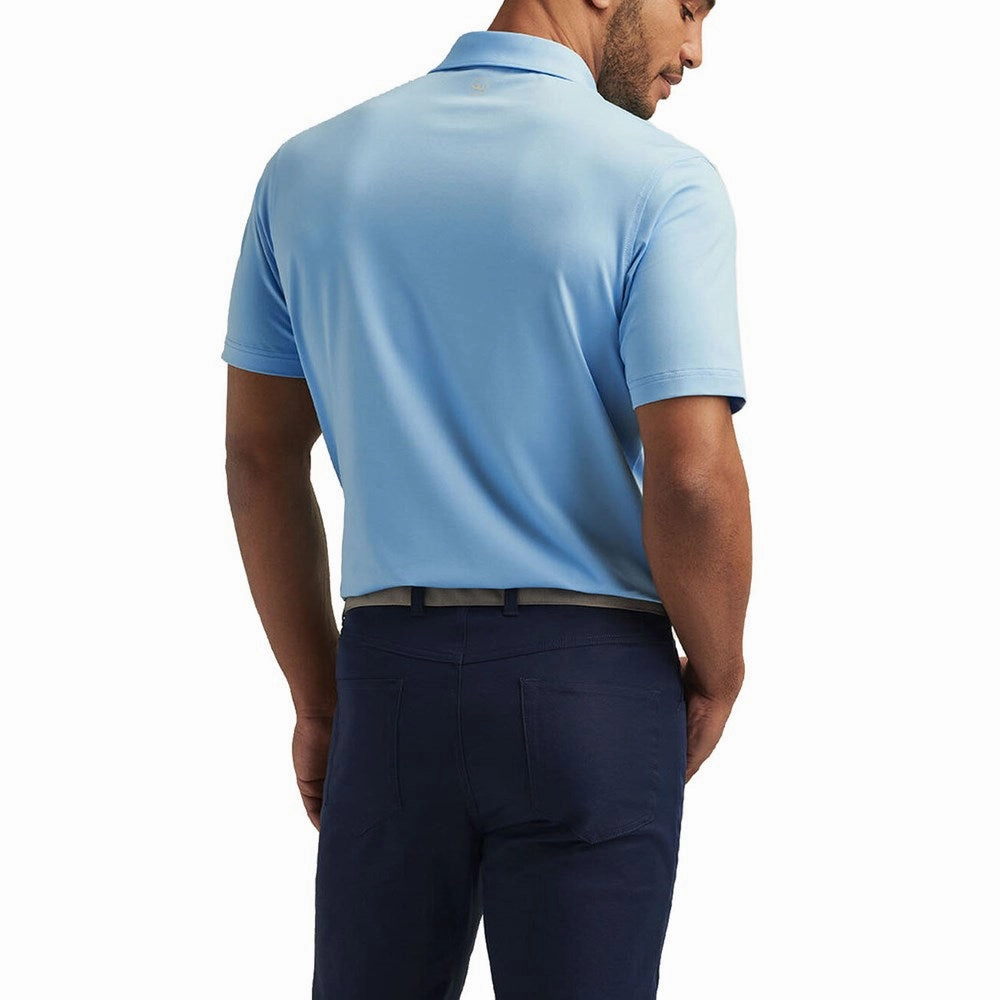 Layered Collar Structure Business Event Peter Millar Performance Stretch Jersey Golf Shirt - Cottage Blue
