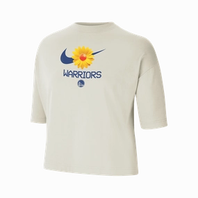 Nike NBA Golden State Warriors Courtside Women's Boxy T-Shirt Compact Thermal Insulation Printed T-shirt